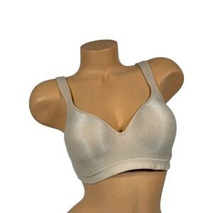Bali Comfort Revolution Wireless Women's Bra 36C Beige Silver Shimmer 3463/B540